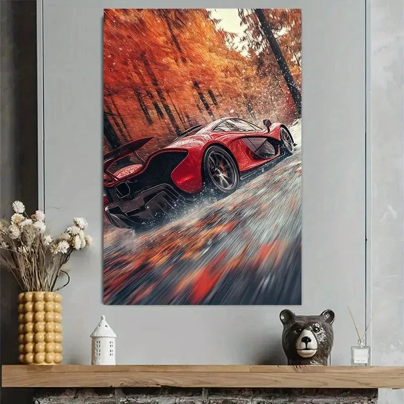Red Maple Sports Car Luxury Automotive Poster 40x60cm Metal Print Ready to Hang