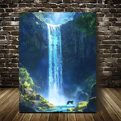 Surreal Nature Scene with Sunlight and Mist Painting 40x60cm Metal Print Ready to Hang - Bella Home Decor