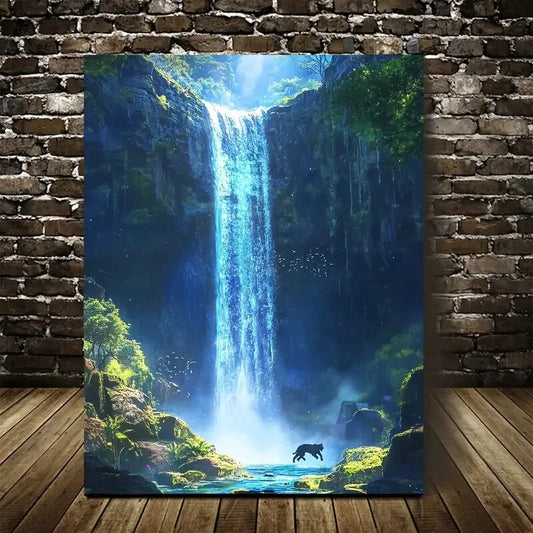 Surreal Nature Scene with Sunlight and Mist Painting 40x60cm Metal Print Ready to Hang - Bella Home Decor