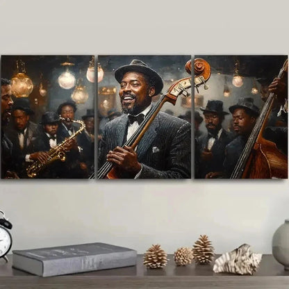 3pcs Featuring a Jazz Club Theme Wall Art Set Canvas Framed 50x70cm - High Quality Print 100% Australian Made Wall Canvas Ready to Hang