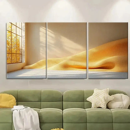 3pcs Light Beige Minimalist Soft Shapes RT    Wall Art Set Canvas Framed 50x70cm - High Quality Print 100% Australian Made Wall Canvas Ready to Hang