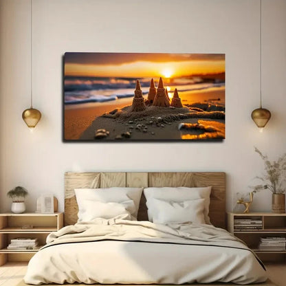 Buying Sunset Sandcastle Wall Art Canvas Office Home Room Framed 120x60cm