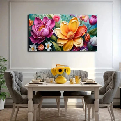 Vibrant Bohemian Blooming Wall Art Canvas Office Home Room Framed 120x60cm