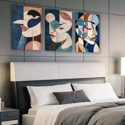 3pcs Modern Abstract Face Wall Art Set Canvas Unframed - High Quality Print 100% Australian Made Wall Canvas