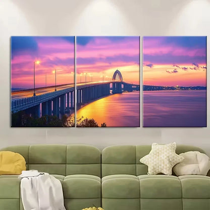3pcs Vibrant Francis Scott Key Bridge Design Metal Print Ready to Hang Art