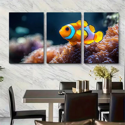 3pcs , Clownfish Anemonefish Oceans Metal Print Ready to Hang Art - Bella Home Decor
