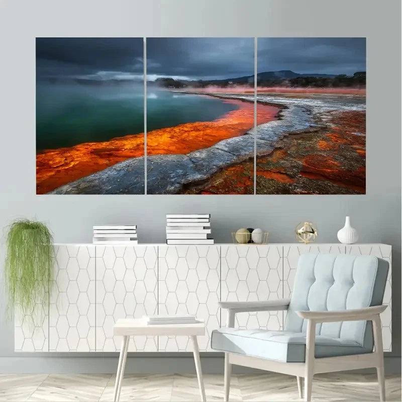 3pcs Rotorua Geothermal Park painting    Wal1l Art Set Canvas Framed 40x60cm - High Quality Print 100% Australian Made Wall Canvas Ready to Hang - Bella Home Decor