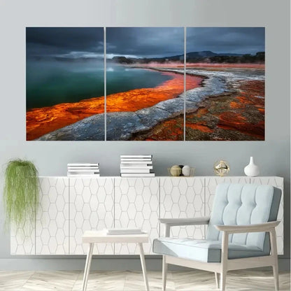 3pcs Rotorua Geothermal Park painting    Wal1l Art Set Canvas Framed 40x60cm - High Quality Print 100% Australian Made Wall Canvas Ready to Hang - Bella Home Decor
