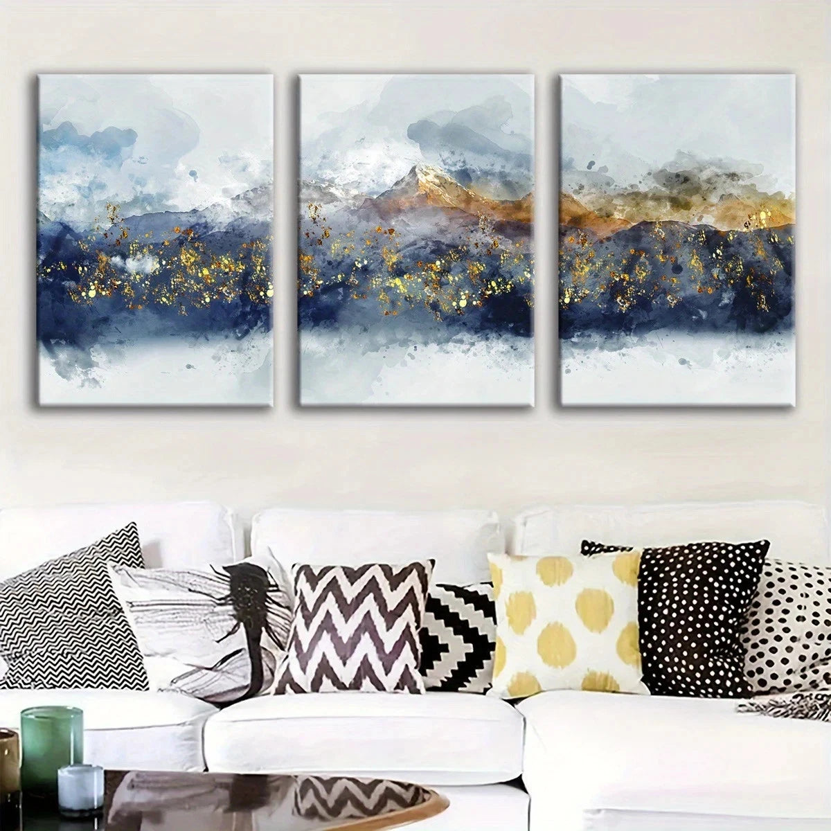 3pcs Abstract Mountain & Water Metal Print Ready to Hang Art - Bella Home Decor