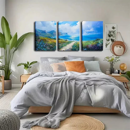 3pcs Spring Shoreline, Fine Wall Art Canvas Unframed - High Quality Print 100% Australian Made Wall Canvas