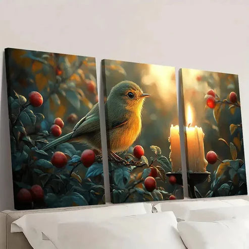 3pcs Giclee Art Bird Wall Art Canvas Unframed – High Quality Print 100% Australian Made Wall Canvas