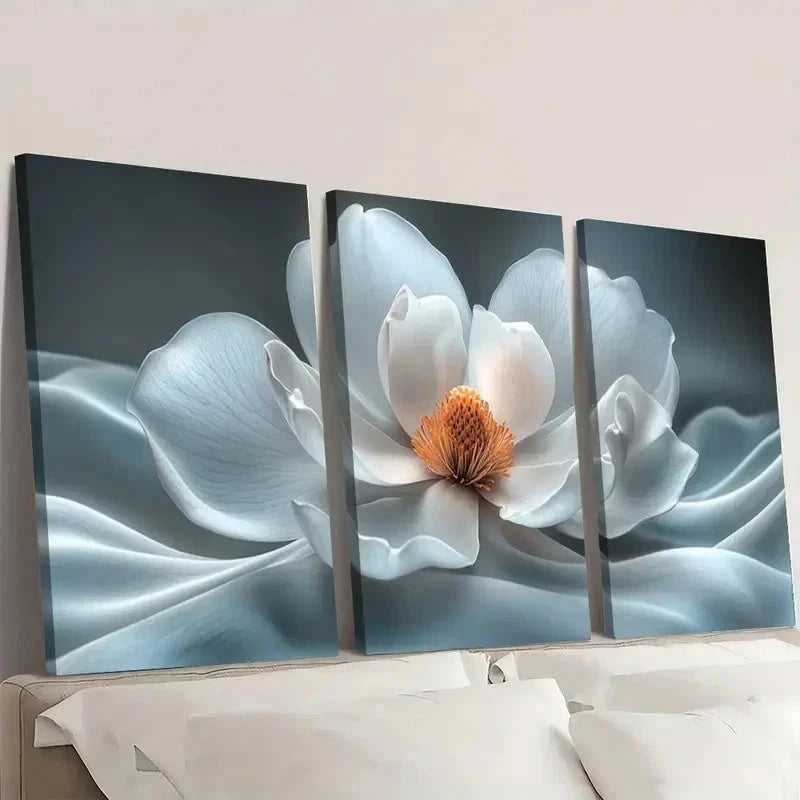 3pcs White Magnolia Flower MK  Wall Art Set Canvas Framed 60x90cm - High Quality Print 100% Australian Made Wall Canvas Ready to Hang - Bella Home Decor