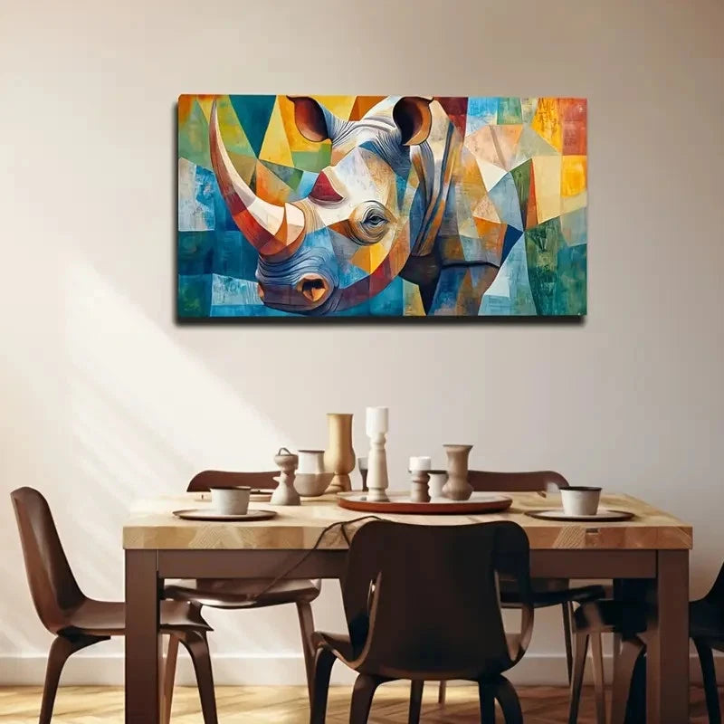 Large Rhinoceros Horn Wall Art Canvas Office Home Room Framed 120x60cm