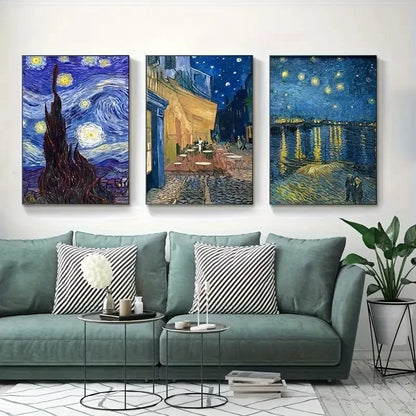 3pcs Van Gogh Aesthetic Starry Night Metal Print Ready to Hang Art