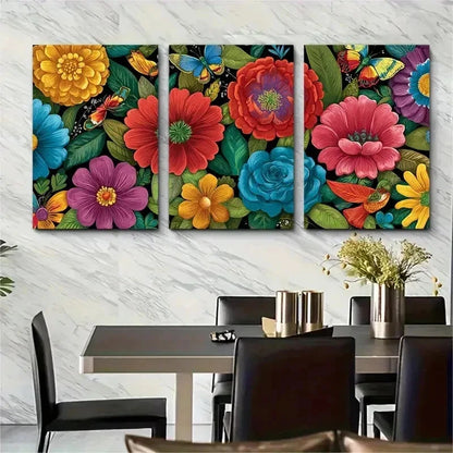 3pcs Venezuela Travel Floral Nature Perfect Wall Art Set Canvas Framed 50x70cm - High Quality Print 100% Australian Made Wall Canvas Ready to Hang