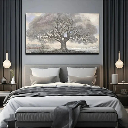 Large Abstract White Tree Wall Art Canvas Office Home Room Framed 120x60cm