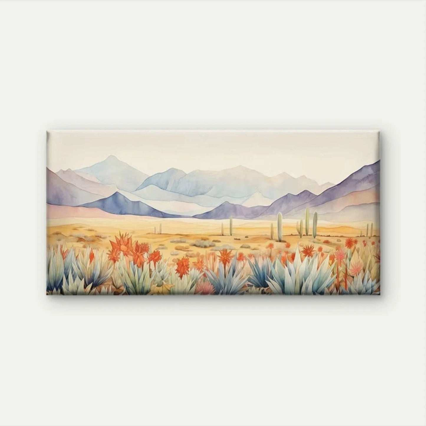 Cactus & Flower Desert Wall Art Canvas Office Home Room Framed 120x60cm