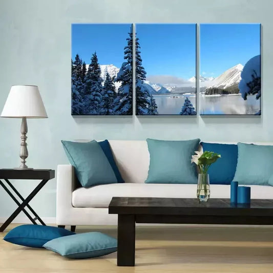 3pcs Winter Landscape Wall Art Set Canvas Framed 50x70cm - High Quality Print 100% Australian Made Wall Canvas Ready to Hang