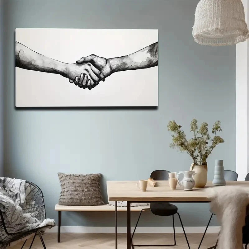 Grasped Hand Cooperation Wall Art Canvas Office Home Room Framed 120x60cm