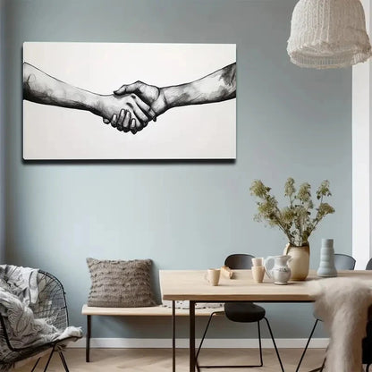 Grasped Hand Cooperation Wall Art Canvas Office Home Room Framed 120x60cm