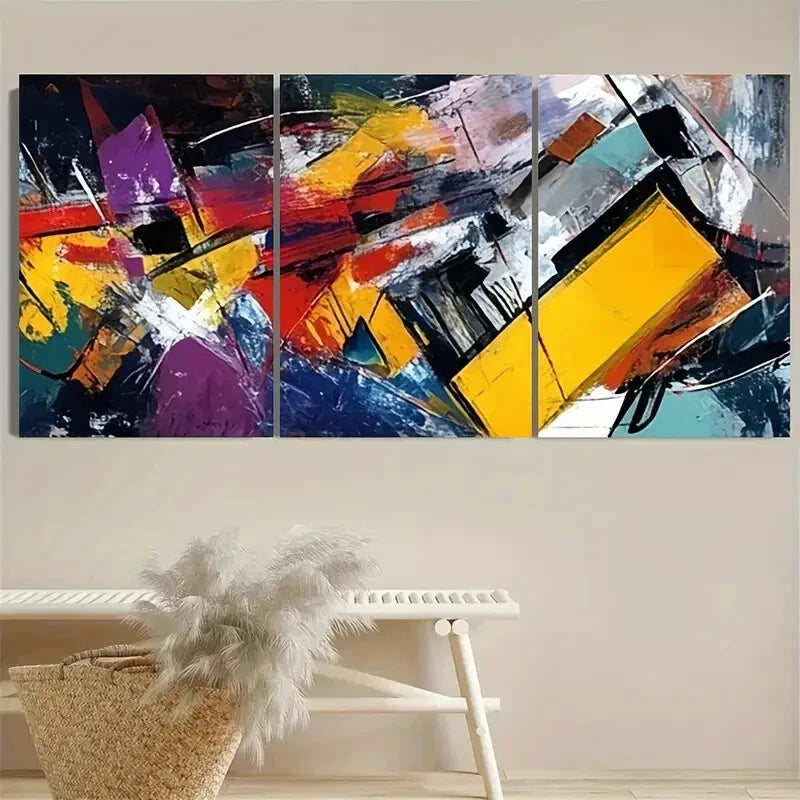 3pcs Captivating Fusion of Colors and Culture Metal Print Ready to Hang Art - Bella Home Decor