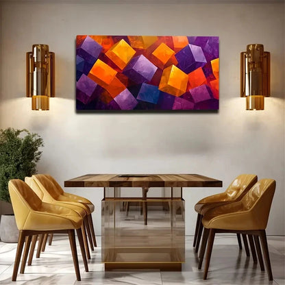 Modern Abstract Colorful Cub Wall Art Canvas Office Home Room Framed 120x60cm - Bella Home Decor