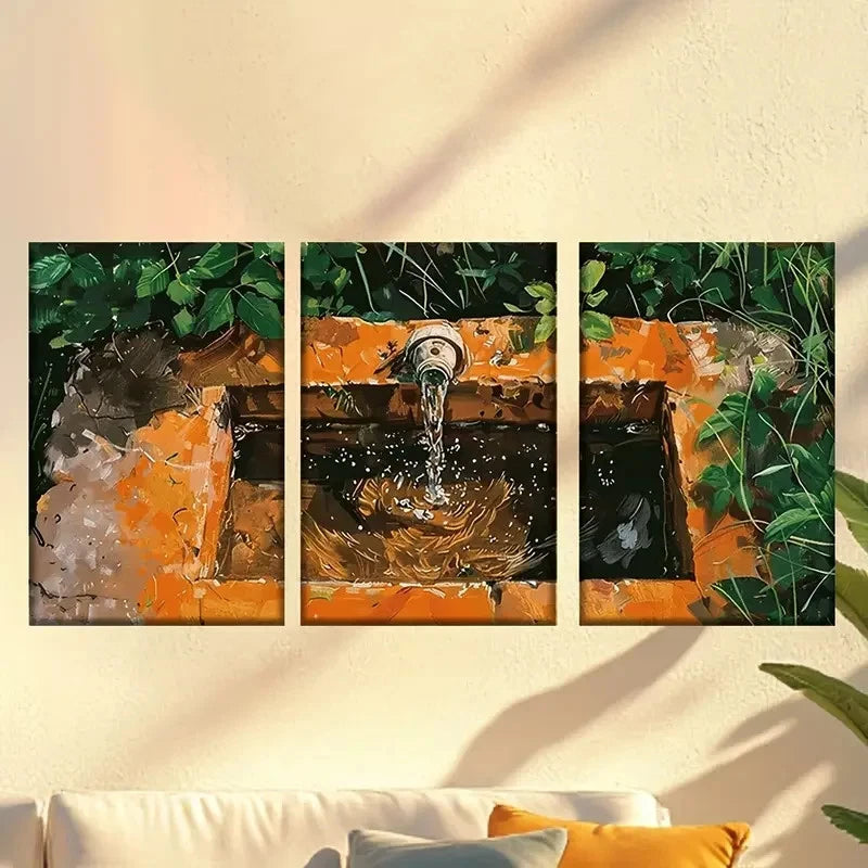 3pcs Retro Swimming Pool Wall Art Set Canvas Framed 60x90cm - High Quality Print 100% Australian Made Wall Canvas Ready to Hang
