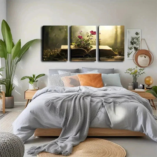 3pcs Modern Minimalist Floral Design Perfect Wall Art Set Canvas Framed 50x70cm - High Quality Print 100% Australian Made Wall Canvas Ready to Hang