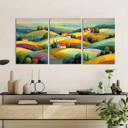 3pcs Stone Wall Mosaic Abstraction Poster Metal Print Ready to Hang Art