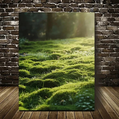 Beautiful Green Moss Meadow Painting 40x60cm Metal Print Ready to Hang