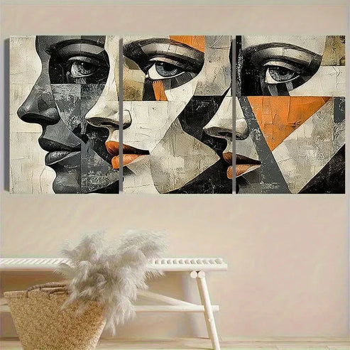 3pcs Cubist Style Portrait Art Print Wall Art Canvas Unframed - High Quality Print 100% Australian Made Wall Canvas - Bella Home Decor