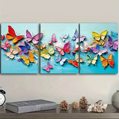3pcs Lots of butterflies dancing Wall Art Set Canvas Unframed - High Quality Print 100% Australian Made Wall Canvas