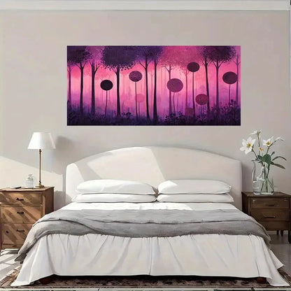 Purple Forest Fantasy Wall Art Canvas Office Home Room Framed 120x60cm