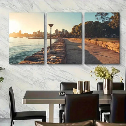 3pcs Adelaide South Coast Travel Poster Australia Wall Art Set Canvas Framed 60x90cm - High Quality Print 100% Australian Made Wall Canvas Ready to Hang - Bella Home Decor