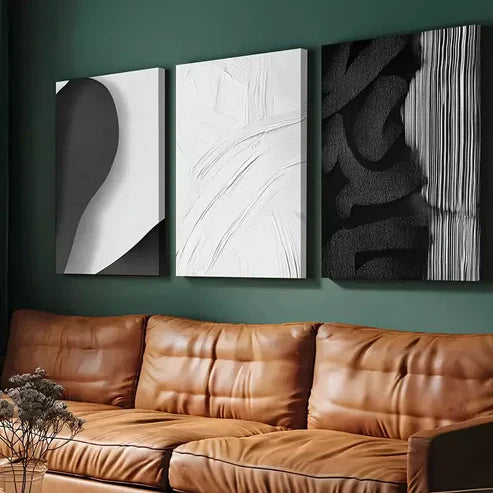 3pcs Black and White Abstract Wall Art Set Canvas Unframed - High Quality Print 100% Australian Made Wall Canvas