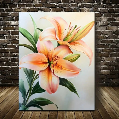 Beautiful Orange Lily Elegant Vibrant Painting 40x60cm Metal Print Ready to Hang - Bella Home Decor