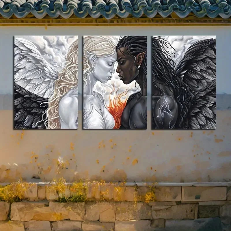 3pcs Modern Opposition Illustration Metal Print Ready to Hang Art - Bella Home Decor