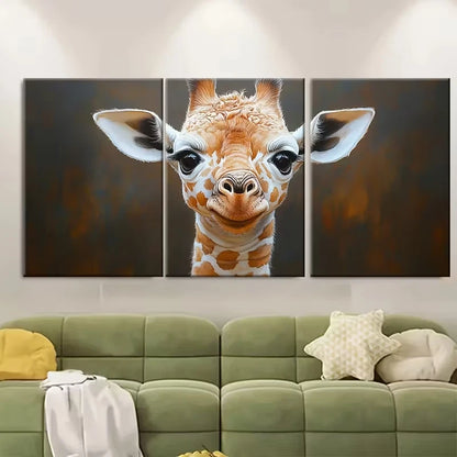 3pcs Serene Baby Giraffe Watercolor Metal Print Ready to Hang Art