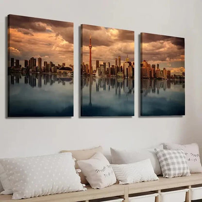 3pcs Canadian City Architecture Landscape  Wall Art Set Canvas Unframed - High Quality Print 100% Australian Made Wall Canvas - Bella Home Decor