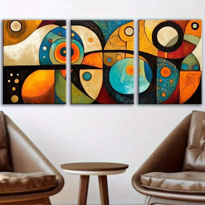 3pcs Bohemian Style Geometric Shapes Metal Print Ready to Hang Art - Bella Home Decor