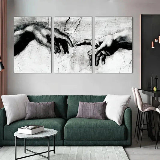 3pcs Modern Black and White Hand Decor Wall Art Set Canvas Framed 60x90cm - High Quality Print 100% Australian Made Wall Canvas Ready to Hang