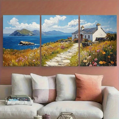 3pcs Ring of Kerry Ireland Countryside House Metal Print Ready to Hang Art - Bella Home Decor
