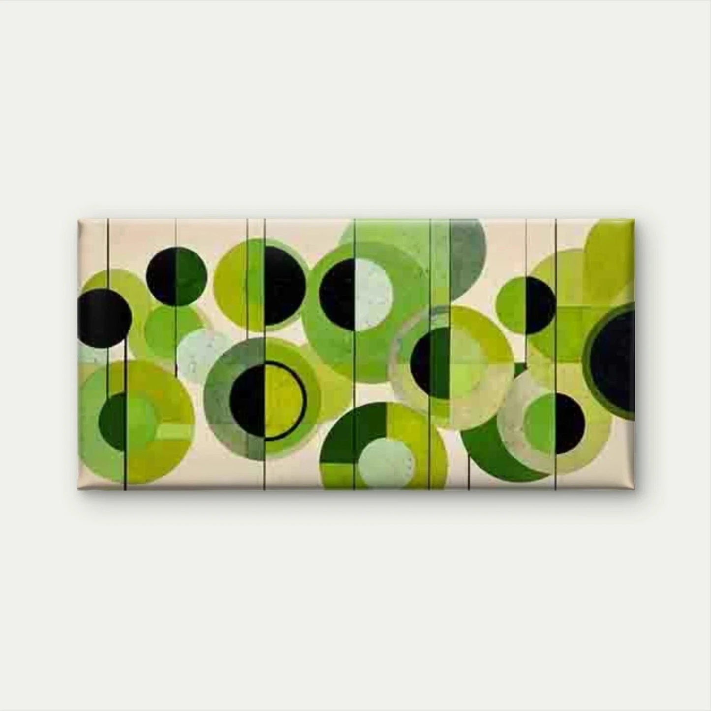 Abstract Green Circles Wall Art Canvas Office Home Room Framed 120x60cm