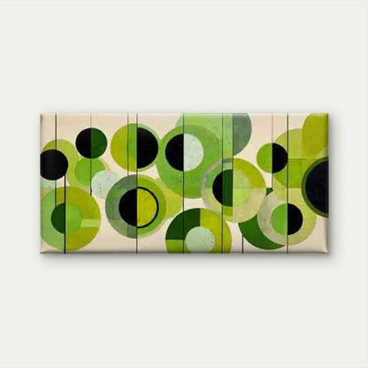 Abstract Green Circles Wall Art Canvas Office Home Room Framed 120x60cm