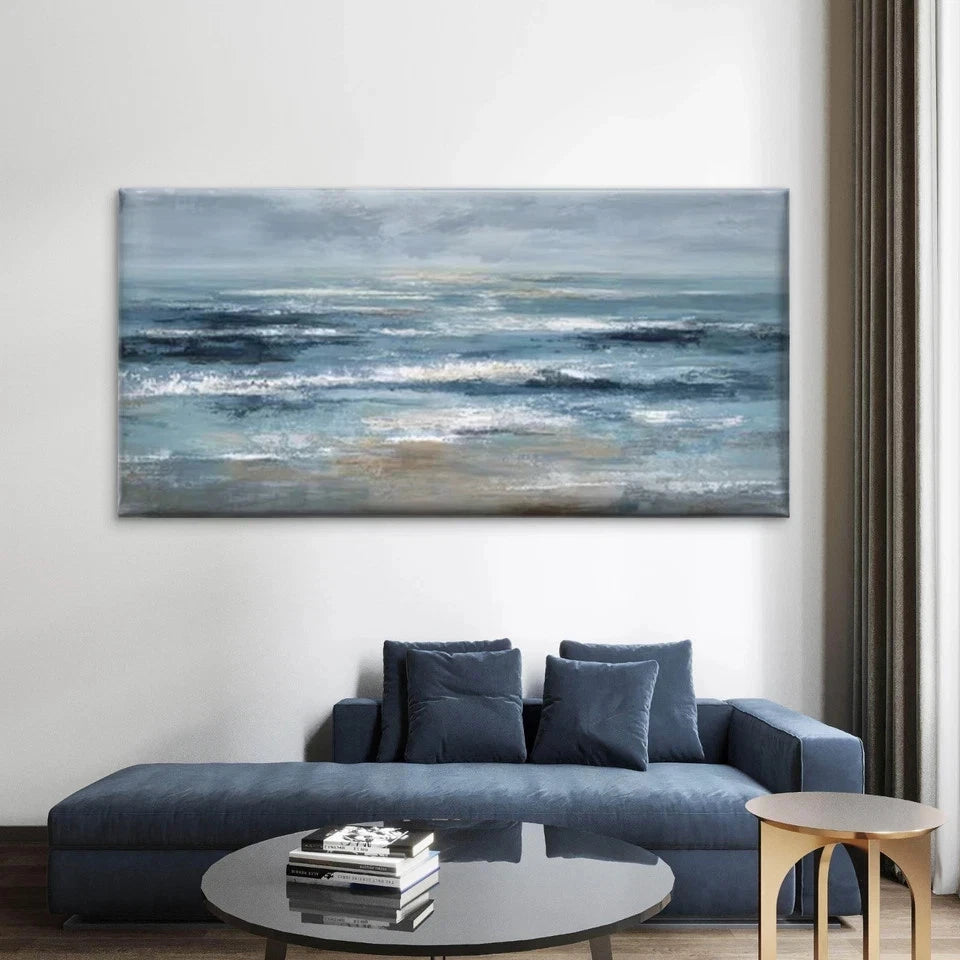 Beach Serene Landscape Wall Art Canvas Office Home Room Framed 120x60cm