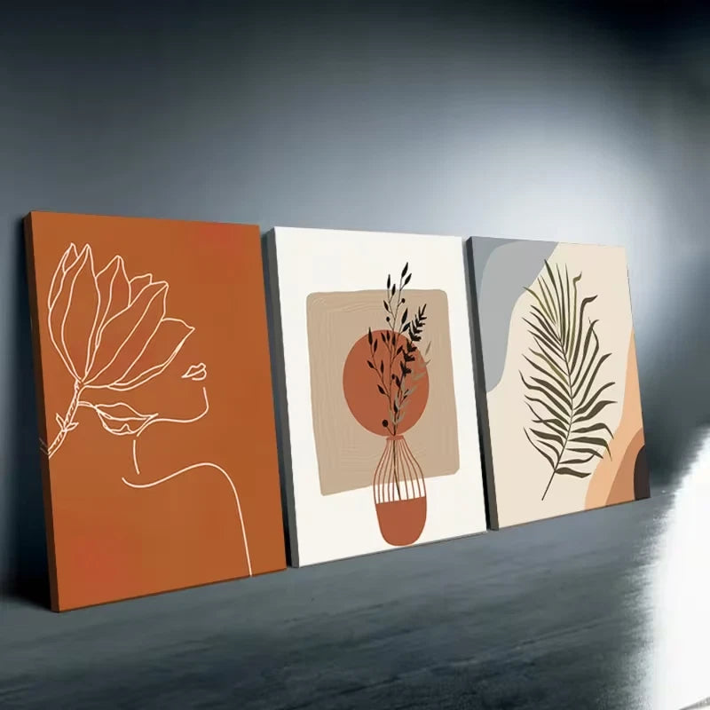 3pcs Botanical Designs Wall Art Set Canvas Framed 50x70cm High Quality Print 100% Australian Made Wall Canvas Ready to Hang