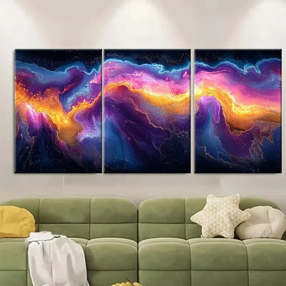 3pcs Vibrant Abstract Volcanic Metal Print Ready to Hang Art - Bella Home Decor
