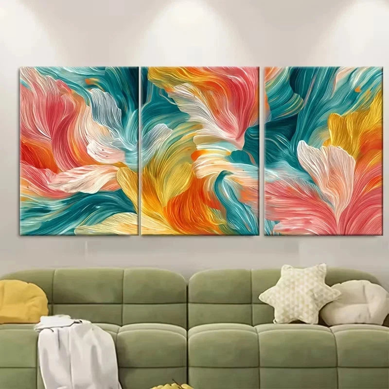 3pcs Colorful Abstract Art Print Wall Art Set Canvas Framed 60x90cm - High Quality Print 100% Australian Made Wall Canvas Ready to Hang - Bella Home Decor