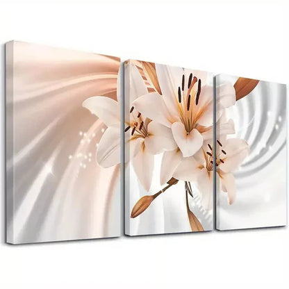 3pcs Lily Wall Art Botanical Wall Art Set Canvas Unframed - High Quality Print 100% Australian Made Wall Canvas