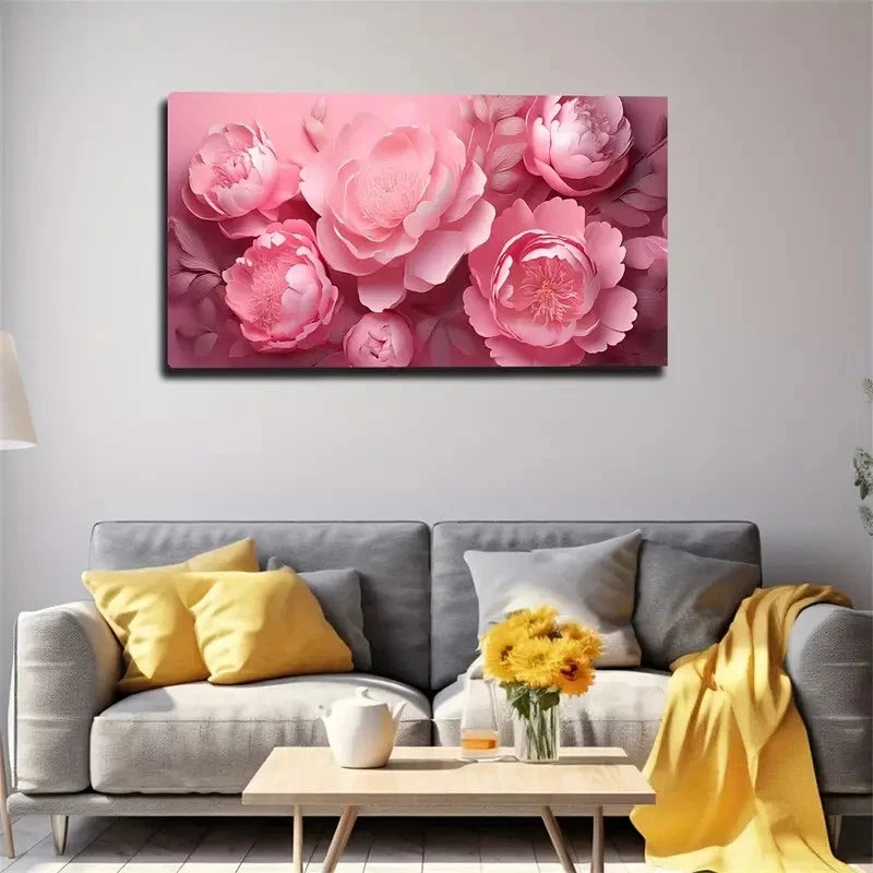 Bold Brushstroke Pink Décor Wall Art Canvas Office Home Room Framed 120x60cm